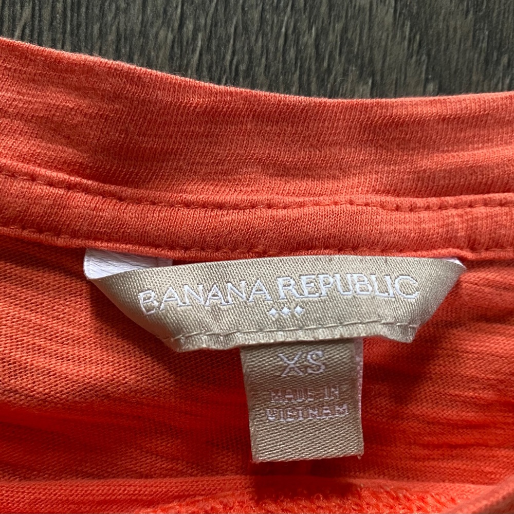 Banana Republic Coral Orange Pink Cap Sleeve Boat Neck T-Shirt Dress Cotton XS - Picture 5 of 6